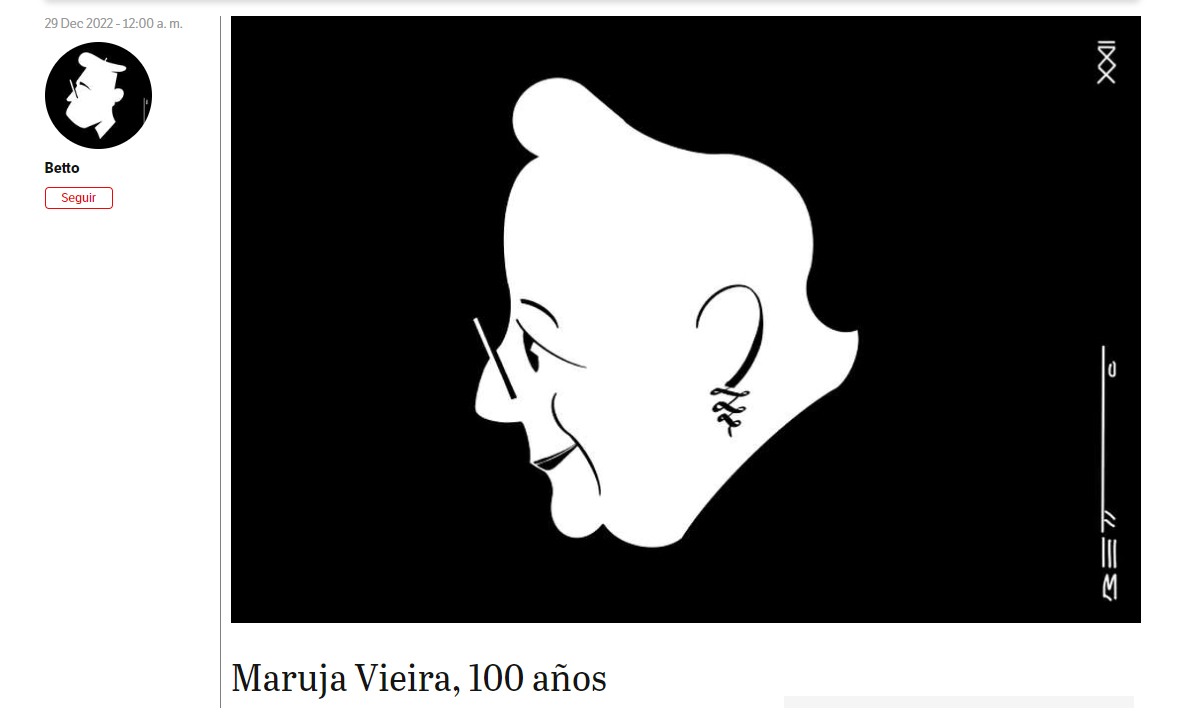 100 años de Maruja Vieira - Caricatura by Betto - El Espectador